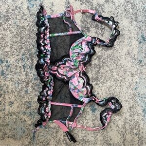 For Love And Lemons Pink and Black Kids One Piece